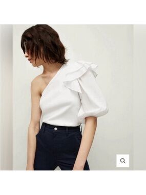 Veronica Beard Diantha white one shoulder top